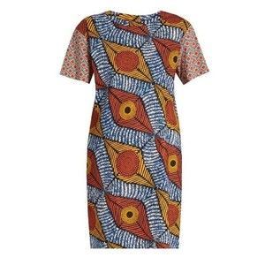WEEKEND MAX MARA Geometric Reflex African Print Short Sleeve Dress/ Size 4